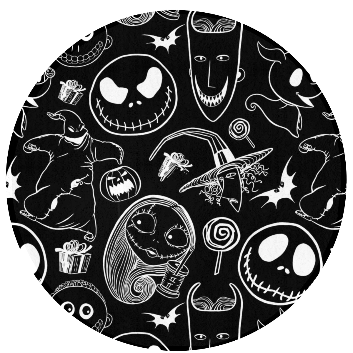 

Кошмар перед Рождеством, Круглый Придверный коврик, подкладка для ног, полиэстер, нескользящий, моющийся, для передней комнаты, коридора, ку...