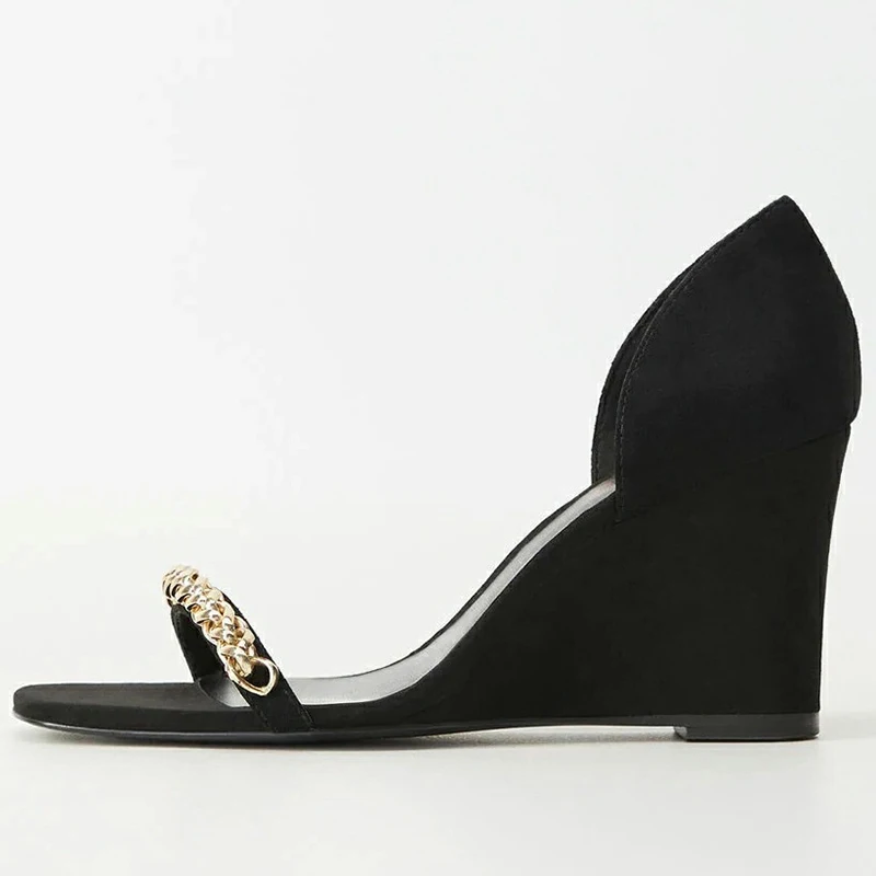 

Женские босоножки из натуральной кожи, на танкетке, с металлическим украшением