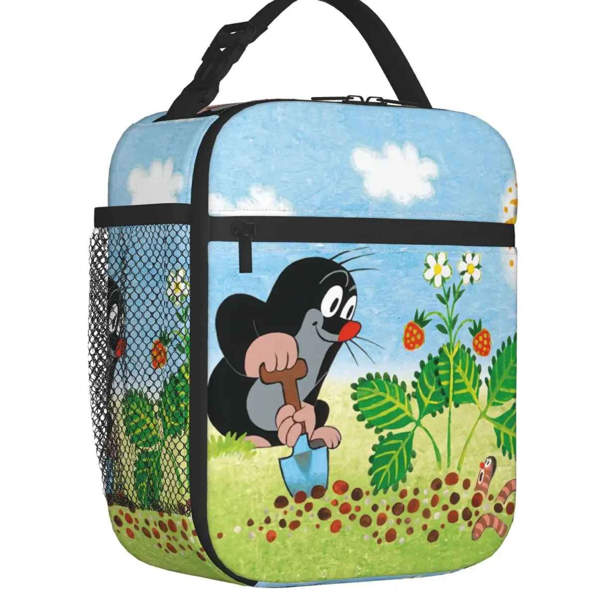 Cute Mole Digging Portable Lunch Box Women Leakproof Cartoon Krtek Little Maulwurf Thermal Cooler Food Insulated Lunch Bag Kids