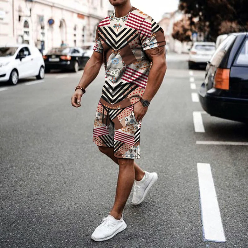 

Fashion Summer Man Sets Tracksuits Men 2 Piece Outfit T-Shirts Shorts Sportswear Man Vintage Clothing Streetwear Sweatshirt Set