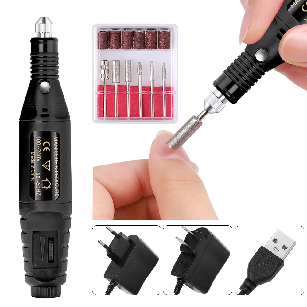 

Профессиональные черные электрические фрезы LINMANDA для ногтей, набор головок из нержавеющей стали, пилки для ногтей, сверла, Гель-лак для удаления