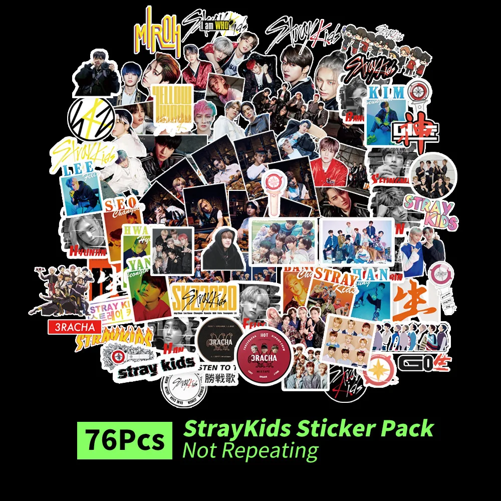 

76pcs/set Kpop Stray Kids Character Stickers Cartoon Stray kids Fashion Cute K-pop sticker photocards