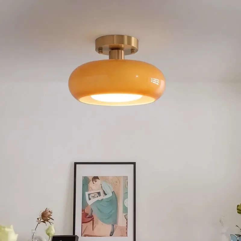 Стеклянная потолочная лампа с поверхностным креплением подвеска в стиле ретро