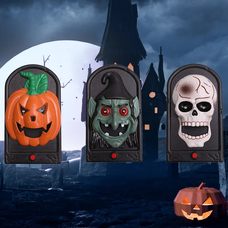 

2022 Halloween Doorbell Horror Ghost Witch Pumpkin Doorbell Skull Sound Doorbell Props LED Halloween Decorative Doorbell