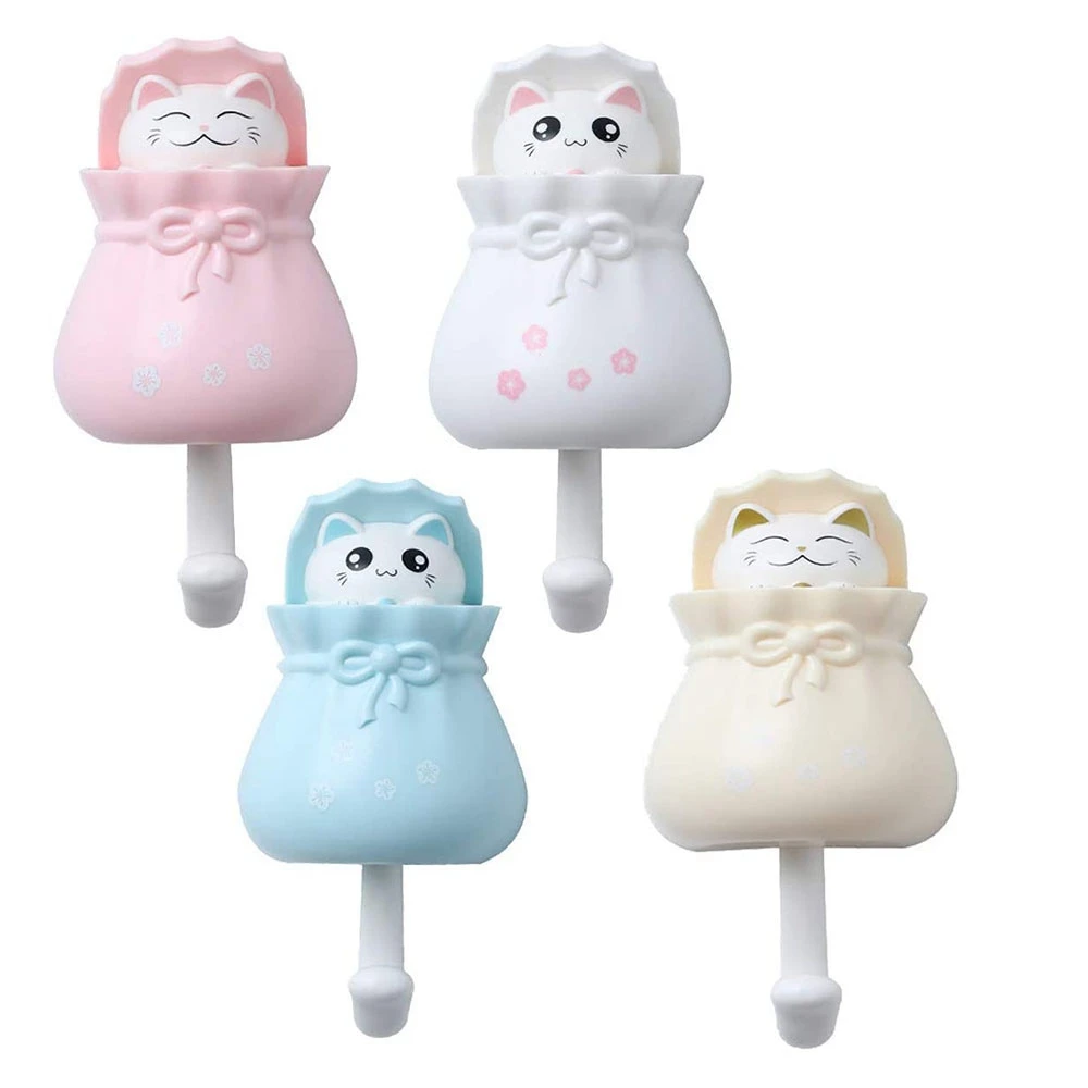 

4 Pcs Creative Cute Cartoon Cat Coat Hook, Heavy Duty Decorative Wall Hooks For Key, Towel, Backpacks, Hat, Etc