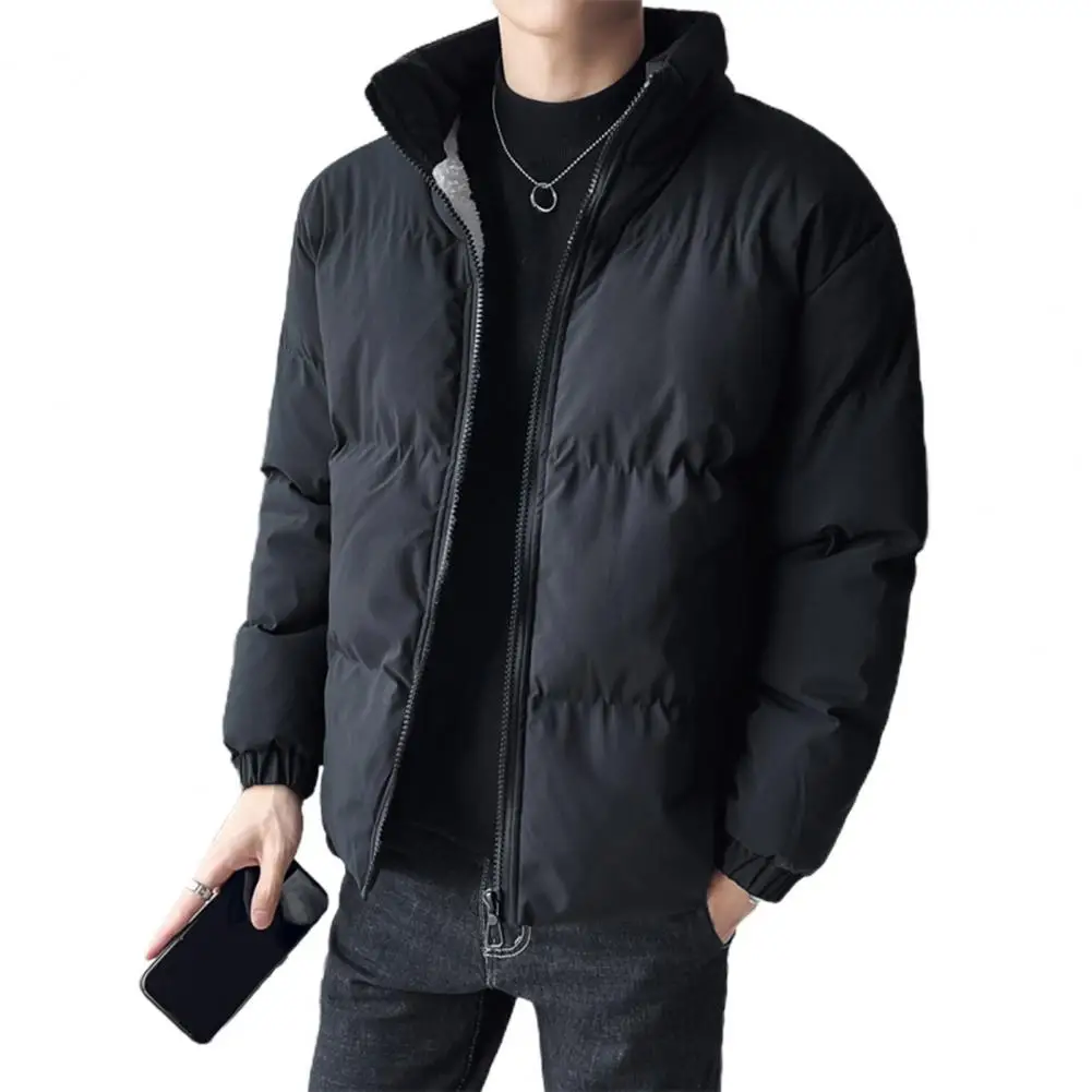 

Зимнее хлопковое пальто, мужской ветрозащитный зимний пуховик с плюшевой подкладкой и защитой шеи, с застежкой-молнией, теплостойкий стиль