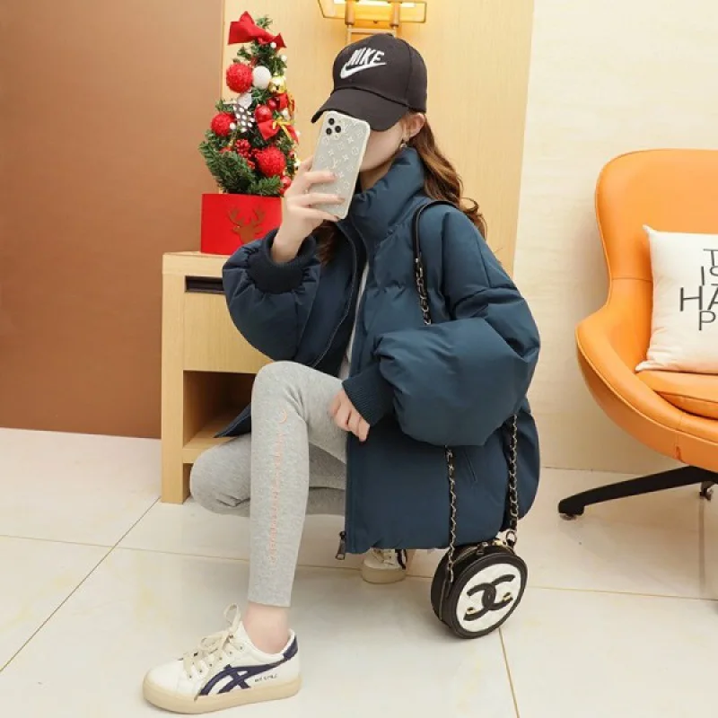 Autumn and winter new women's warm thickened padded cotton coat coat women's loose pocket down jacket fashion padded jacket