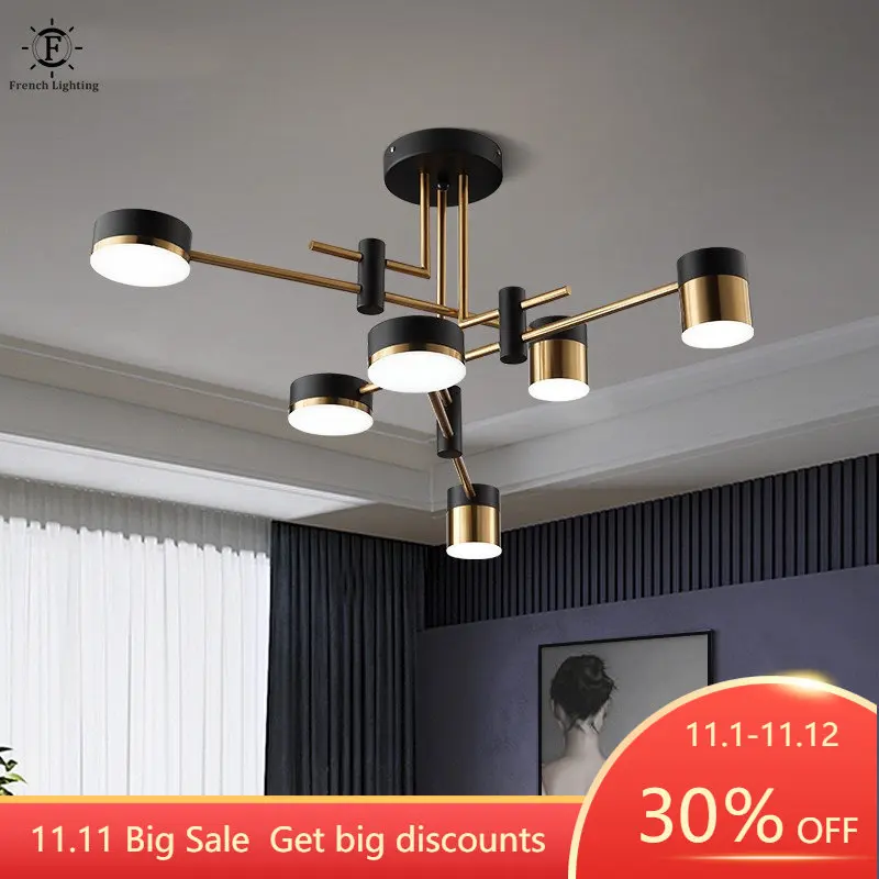 Скидка Современная люстра в скандинавском стиле, дизайнерский подвесной светильник для кухни, гостиной, светодиодный металлический светильник с ...