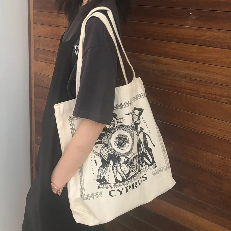 

Retro Greek Llustration Chic Wild Shoulder Canvas Bag Retro Shopping Bag Female Student Ins