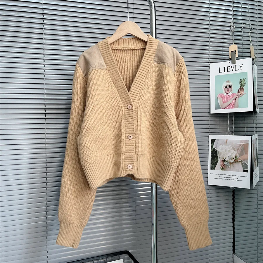 

SuperAen свитер корейский стиль ретро женский кардиган осень и зима v-образный вырез трикотаж повседневное пальто