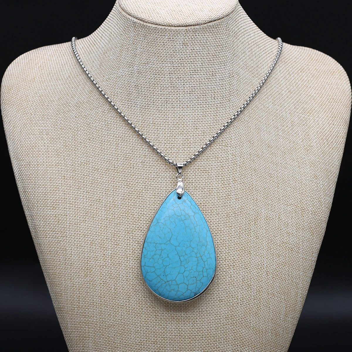 Купи Natural Stone Turquoise geometry Pendant Necklace Metal Chain Jewelry for Making DIY Necklace Accessories Gifts за 168 рублей в магазине AliExpress