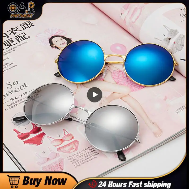 

1PCS Retro Round Hippie Sunglasses Fashion Circle Metal Colorful Round-frame Sunglasses For Women Men Disco Party Glasses