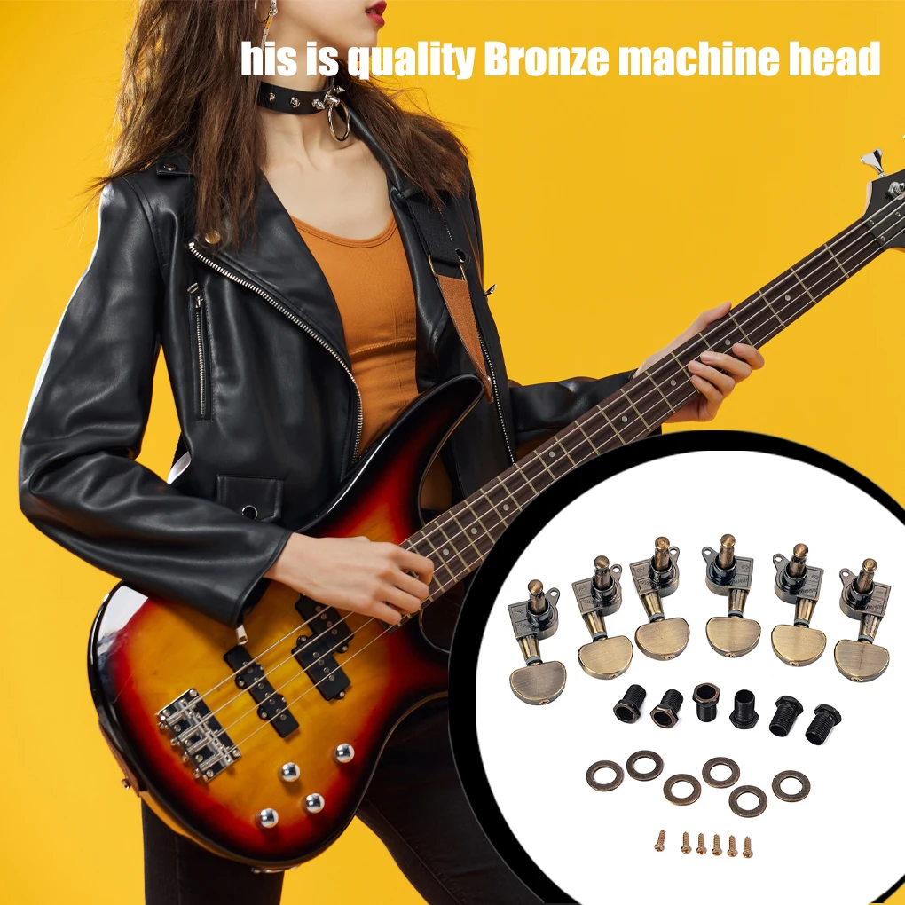 

6Pcs Electric Guitar Machine Heads 3L 3R Locking Tuners String Knobs Tuning Key Pegs Kit Replaceable Accessories