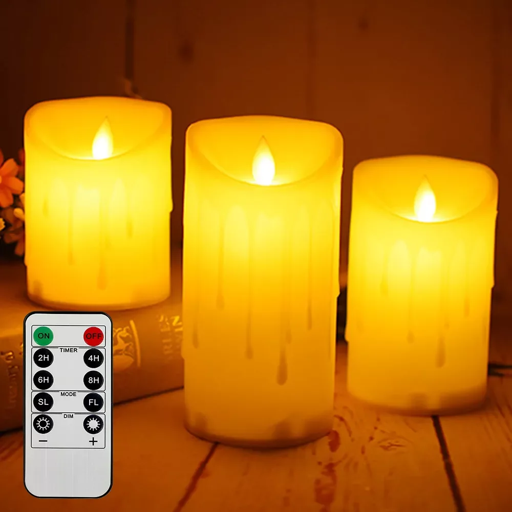 

NEW IN 3 Pcs Remote Control LED Flameless Candle Lights Led Tea Lights Easter Candle Battery Powered Wedding Xmas Decoration Lig