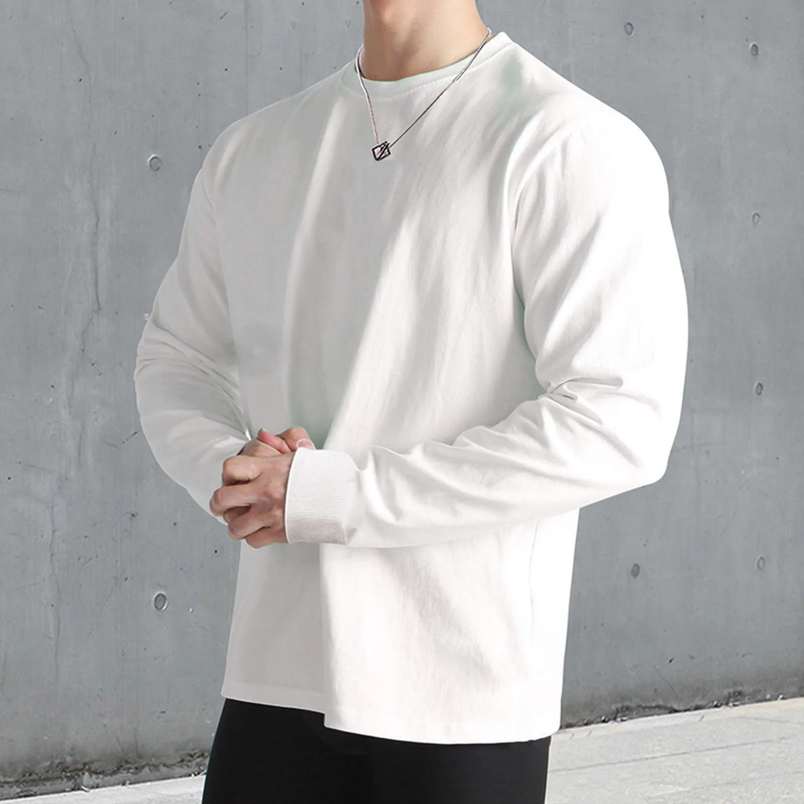 

Autumn Winter Casual Sweatshirt Harajuku Sweatshirts Solid Color Undershirt Sweater Round Neck Sweatshirts For Men Moletom