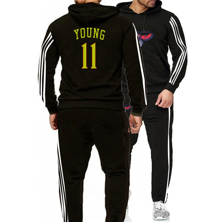 

2022 Man American Basketball Jerseys Clothes #11 Atlanta Hawks Trae Young Sweatshirt Hoodie Two Piece Set Training Streetwear