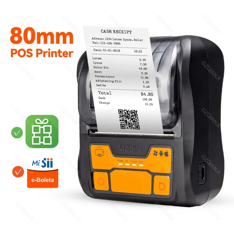 

80 мм бумажный Беспроводной Портативный чековый термальный принтер Bluetooth Loyverse POS Android и iOS Бесплатная система конфигурации не требует чернил ...