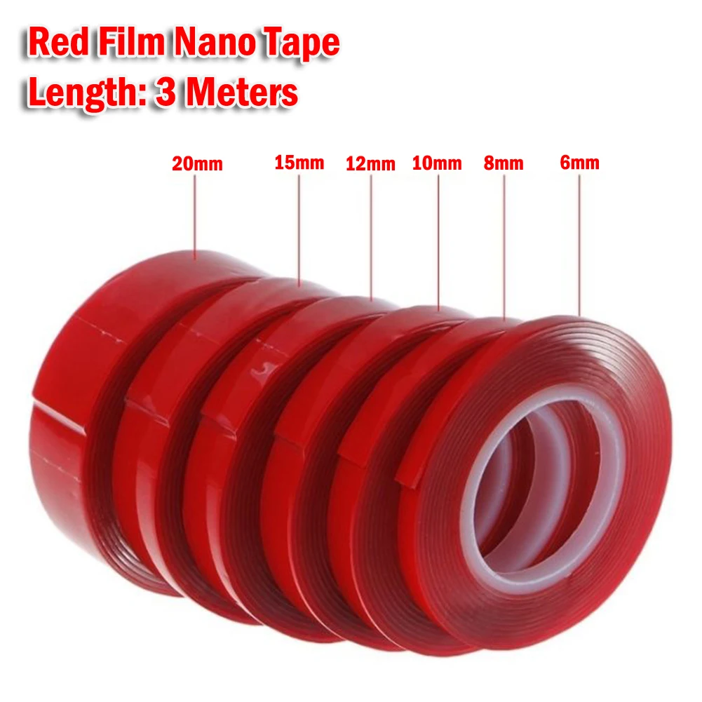 

Universal Nano Double Sided Adhesive Tape Red Film Transparent Acrylic No Traces Double Sticker High Temperature Reusable