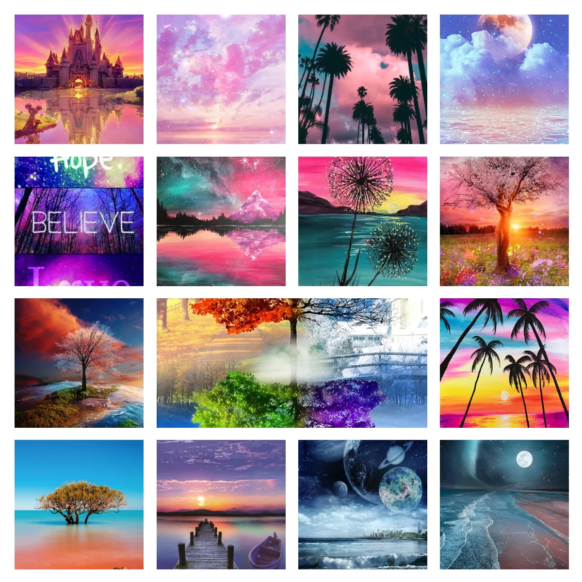 

5D DIY Diamond Painting Landscape Sunset Beach Full Diamond Embroidery Architectural Mosaic Art Picture Rhinestone Home Gift