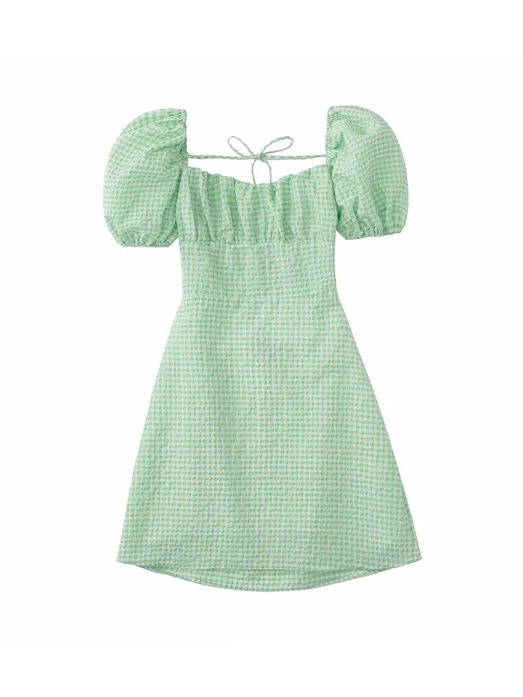 

Женское мини-платье в клетку с пышными рукавами PB & ZA, 7385218