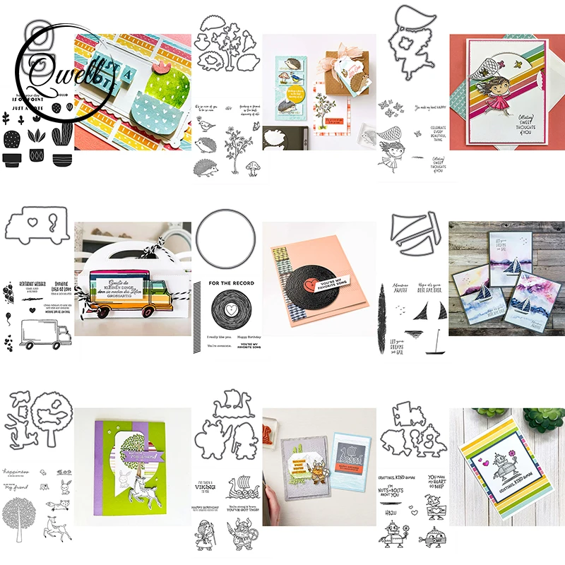 Штампы QWELL для самостоятельной сборки 2022 рисунков ежиков лошадей - Цена: 4.81