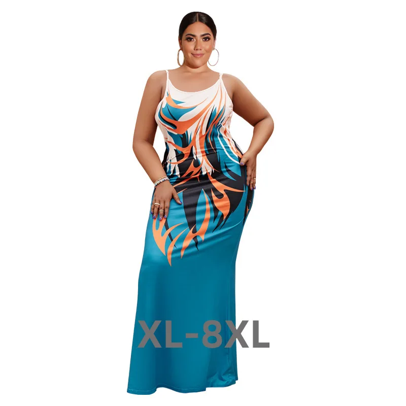 

Plus Size Elegant Sexy Evening Party Long dress Sleeveless Square Neck dresses for Women Female 3xl 4xl 5xl 6xl