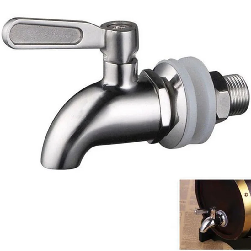 

Steel Spigot Beverage Wine Barrel Faucet Drink Dispenser Tap Coffee Water Juice Silver Faucet Taps 16mm