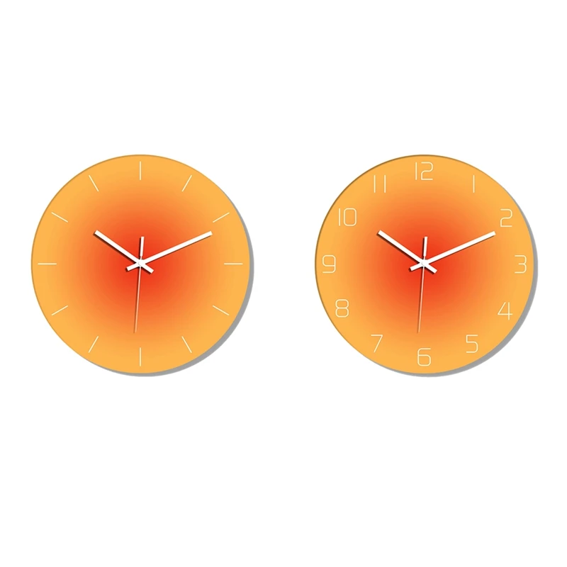 

12 Inch Sunset Wall Clock Celebrity Ins Light Luxury Living Room Punch-Free Creative Decoration Mute Simple Clock