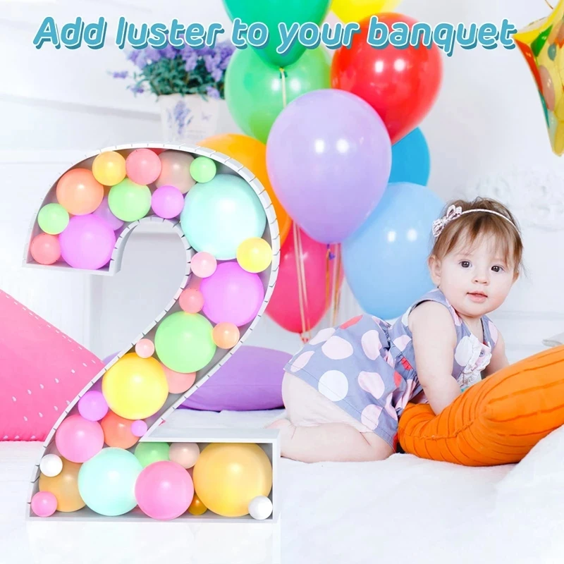 

73cm Giant Number Balloon Filling Box Mosaic Figure Frame Kids 1st Birthday Party 30th Anniversary Baby Shower DIY Decoration
