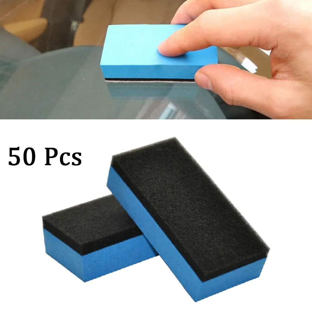 

50pcs Car Ceramic Coating Sponge Glass Nano Wax Coat Applicator Polishing Pads Car Wash Maintenance Sponges