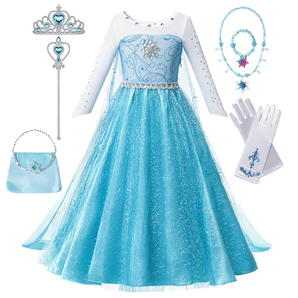 Детское платье Анны и Эльзы элегантный костюм принцессы для косплея Снежной