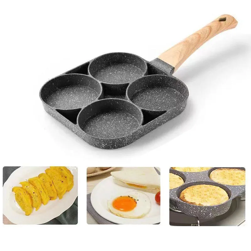 

4 hole Frying Pot Pan Thickened Omelet Pan Non-stick Egg Pancake Steak Induction Cooker Gas Universal Hamburger Breakfast Maker