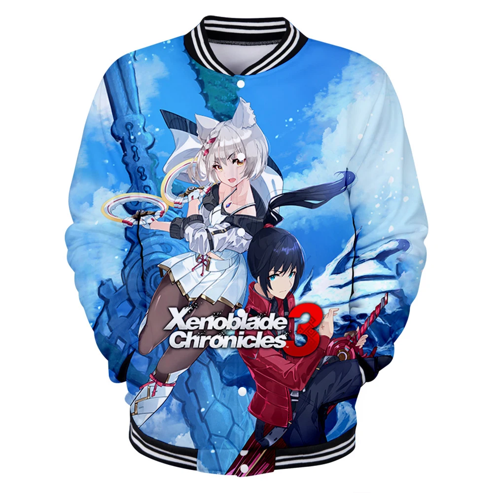 

Бейсбольная куртка Xenoblade Legends 3 для женщин и мужчин, модная куртка с длинным рукавом и 3D принтом, уличная одежда