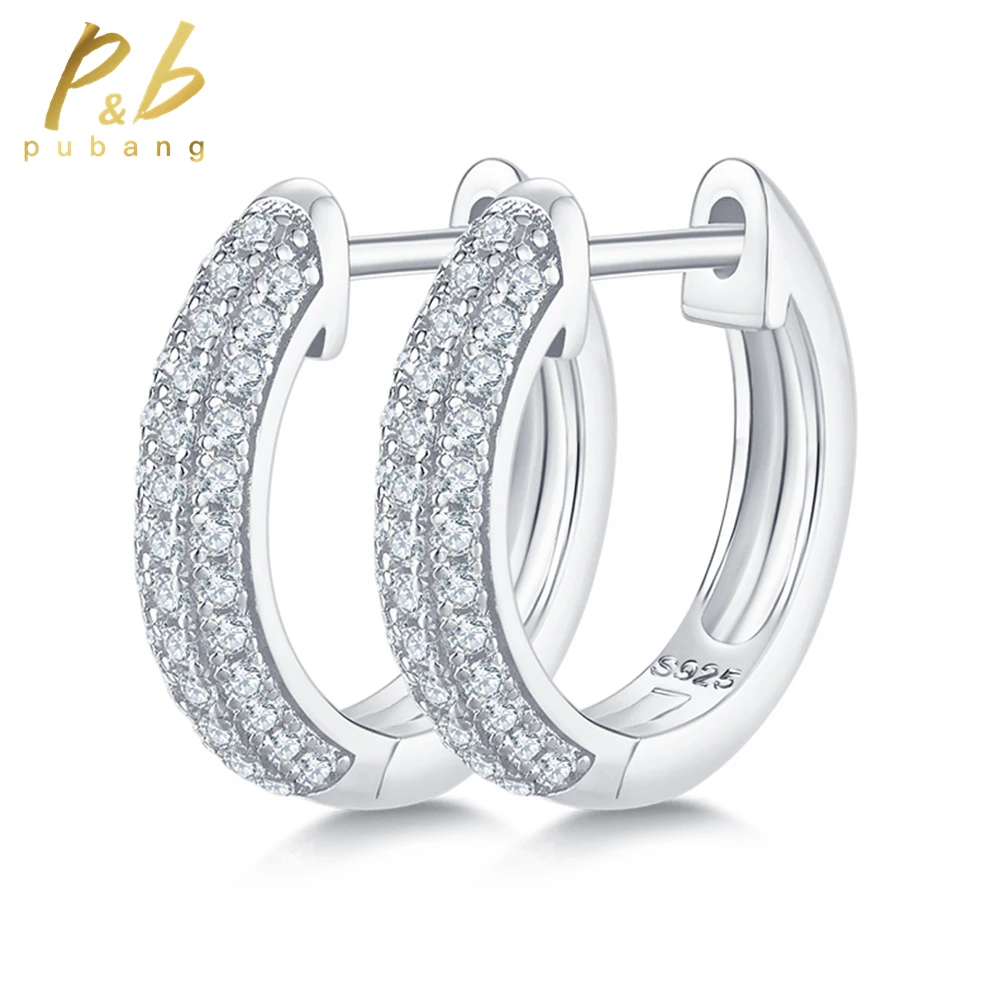 

PuBang Fine Jewelry 100% 925 Sterling Silver Sparkling Moissanite Diamond Hoop Earrings for Women Engagement Gifts Free Shipping