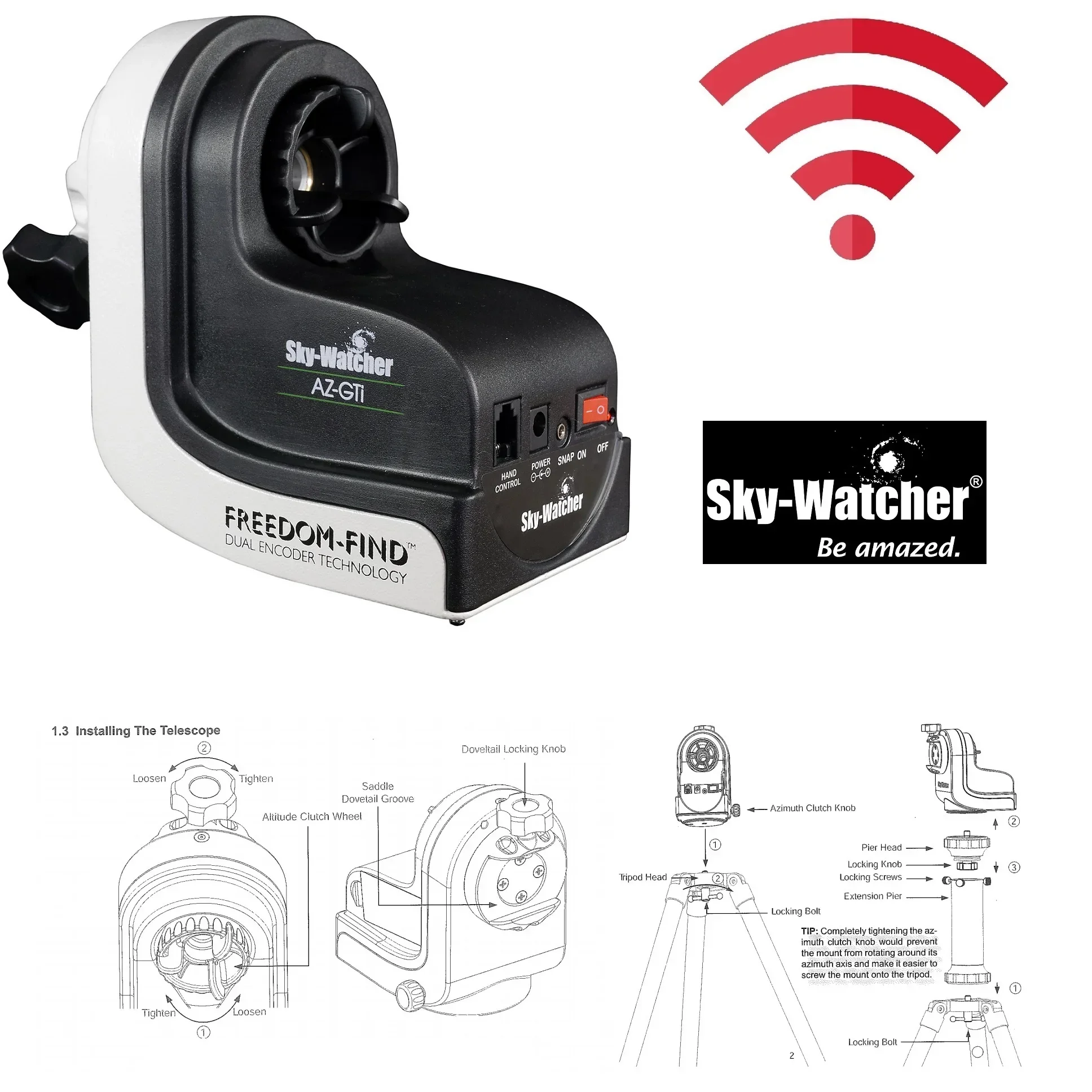 Sky-Watcher AZ-GTI WI-FI GO-TO ALT-Azimuth Mount Head With Equatorial Два режима прицепов