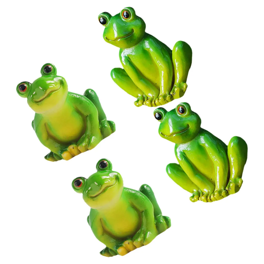 

4 Pcs Accessories Frog Ornaments Cake Decorations Resin Miniature Frogs Figurines