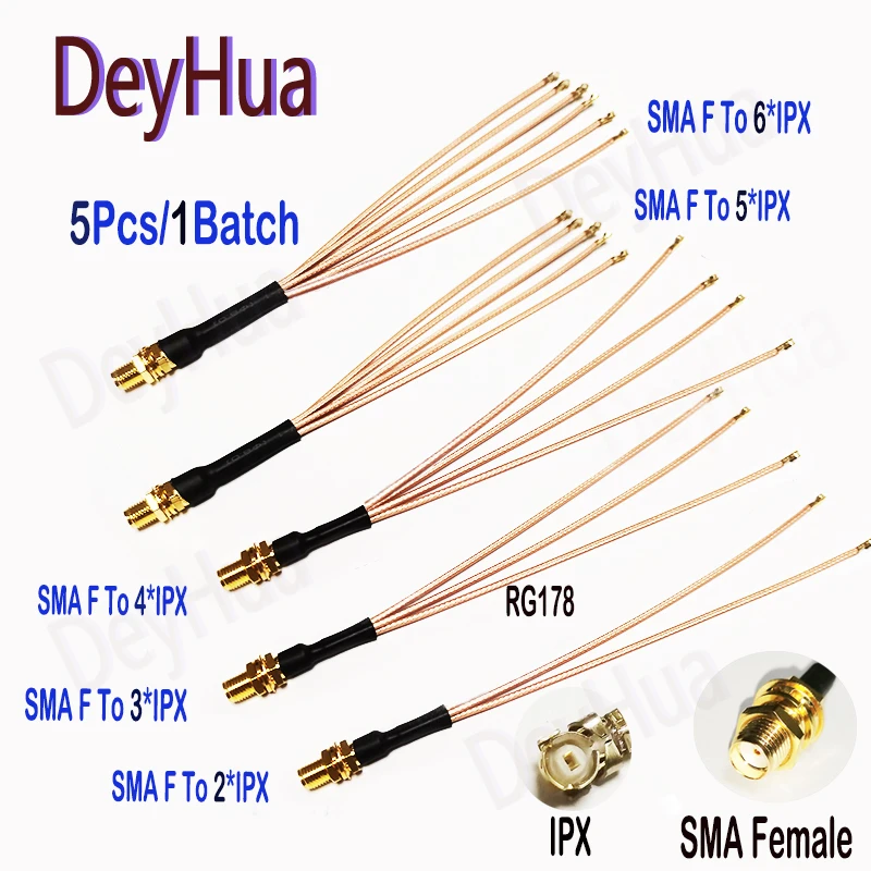 Разветвитель SMA-IPX Женский на 2 3 4 5 6 x U.fl IPEX1 Female1 RG178, 5 шт.