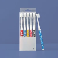 5pcset adult cartoon rotating shaft printing soft bristle toothbrush teeth toothbrushes scrub handle fine bristle toothbrush
