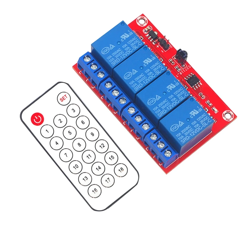 

4 Channel 24V Infrared Receiving Relay Driver Board +4CH Infrared Remote Control Switch