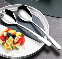 spklifey salad spoon fork 2pcs salad spoon stainless steel cutlery set serving spoon set siilver unique spoons