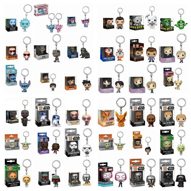 

Disney Action Figures SUMMER STITCH ANGEL Princess Tinker Bell Yoda My Hero Figure Keychain Toys Rick at Morty Decorative Toys