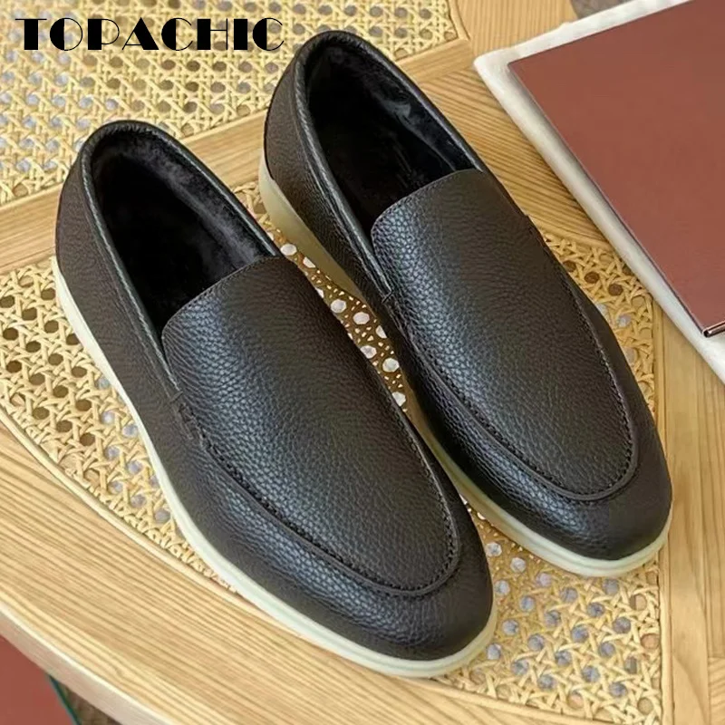 10.26 TOPACHIC-Мужские кроссовки из натуральной кожи зимняя шерстяная плюшевая теплая