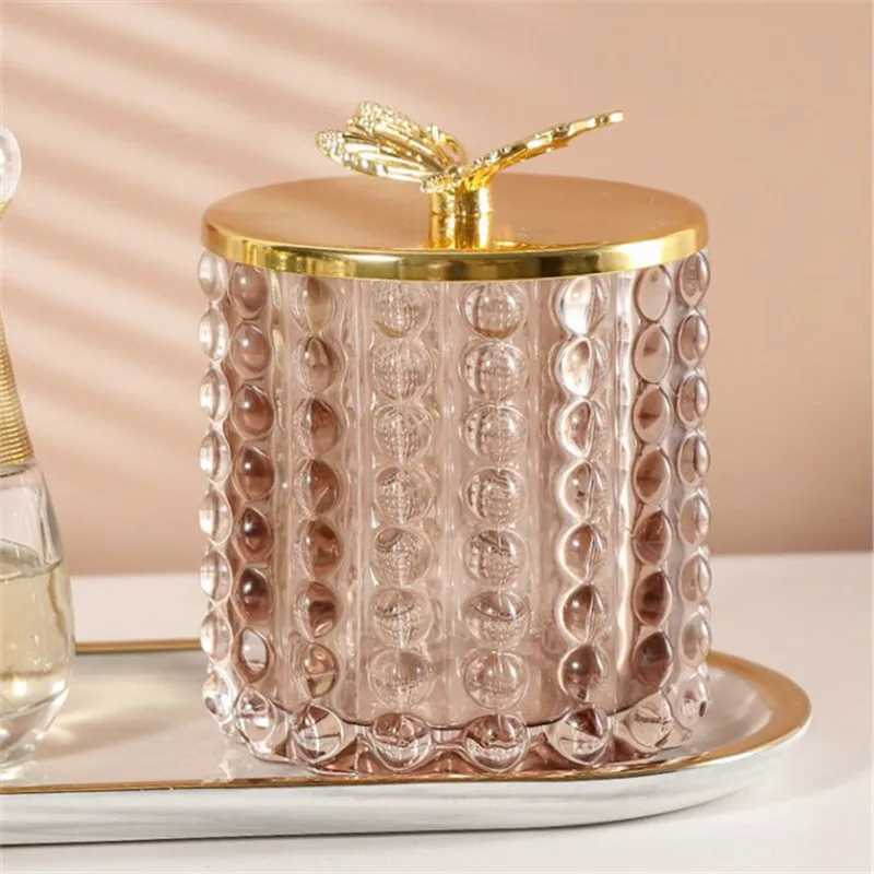 Стеклянный контейнер для хранения косметических кистей коробка ватных тампонов