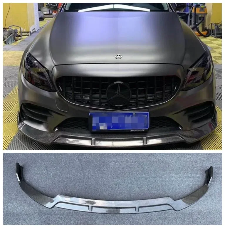 

Высококачественный передний спойлер из углеродного волокна для Mercedes-Benz C-Class C200 C260 C43 W205 2019 2020 2021 2022