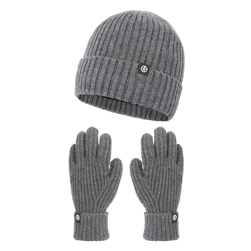Шерстяная Шапка и перчатки в комплекте мужские зимние двухслойные вязаные шапки