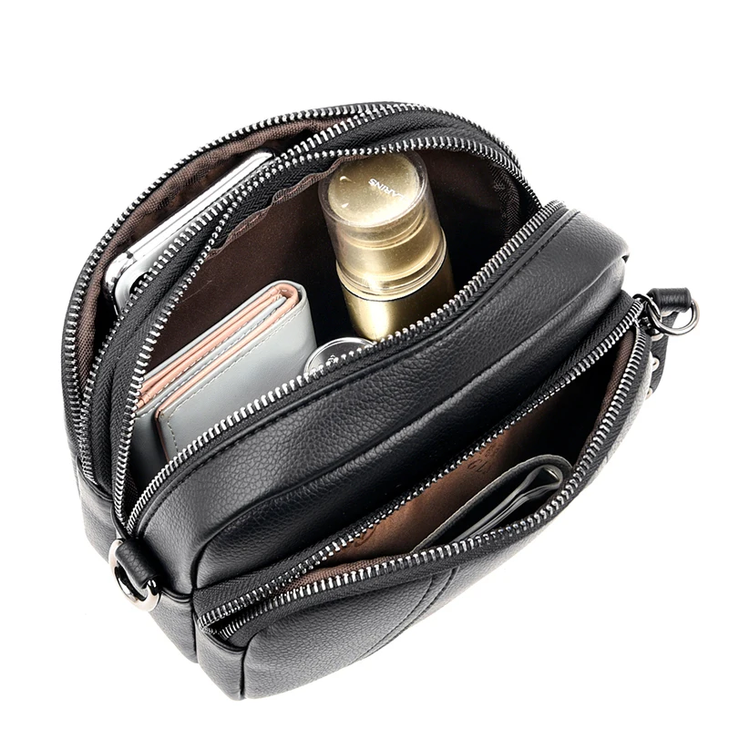 Luxury Leather Women's Casual Crossbody Bag Female Zipper Single Shoulder Bags Literary Travel Messenger Tote For Party Shopping