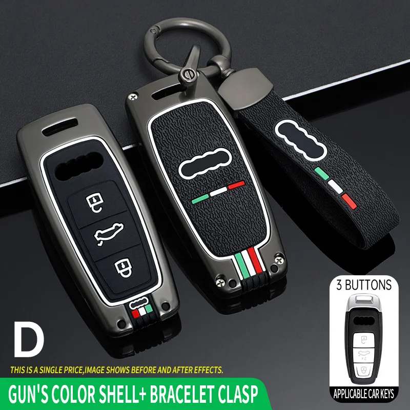 

Чехол для автомобильного ключа с дистанционным управлением из оцинкованного сплава, чехол для Audi A6 A7 A8 E-tron Q5 Q7 Q8 C8 D5, светящийся протектор кл...