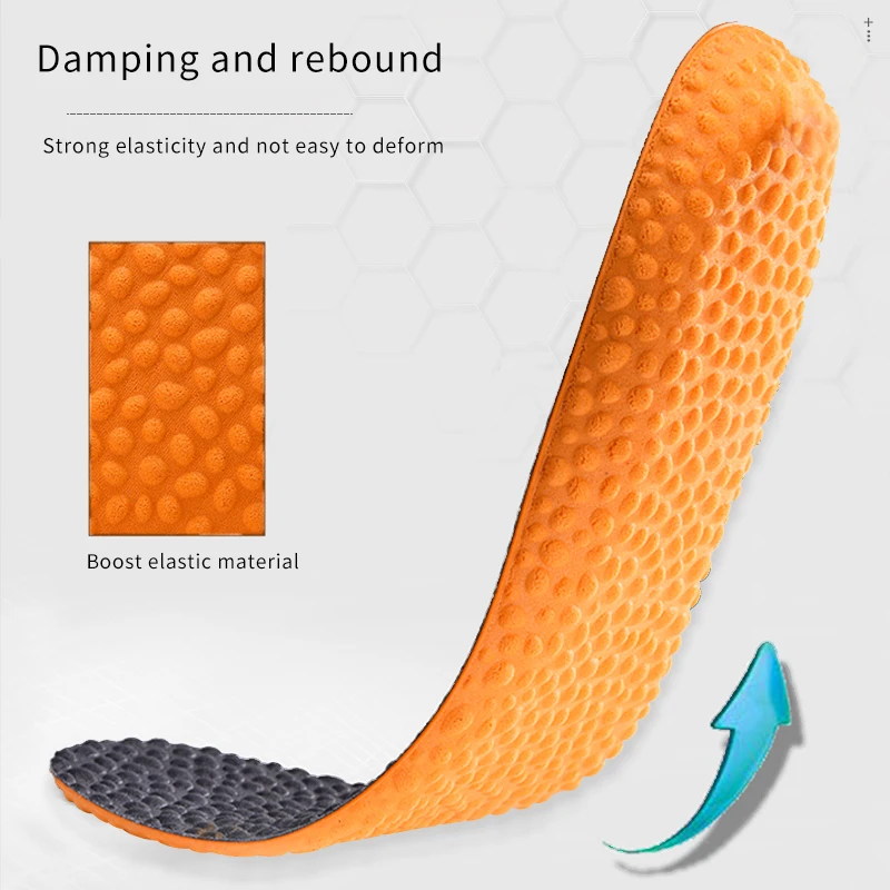 Popcorn Elastic Sports Insoles for Feet Memory Foam Deodorant Breathable Running Insoles for Men Women Orthotic Shoes Sole Pad