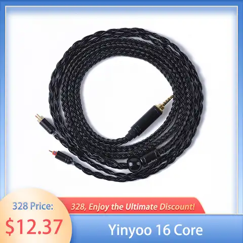 16-жильный посеребренный кабель Yinyoo 2,5/3,5/4,4 мм, балансный кабель с MMCX/2PIN/QDC для KZ ASX ZAX ZSX BLON BL-01 BL-03 CCA CA16