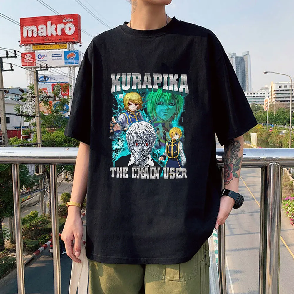 

Футболка мужская с рисунком из аниме Hunter X Hunter Kurapika The Chain, милый мультяшный Топ в стиле Харадзюку с принтом манга, унисекс